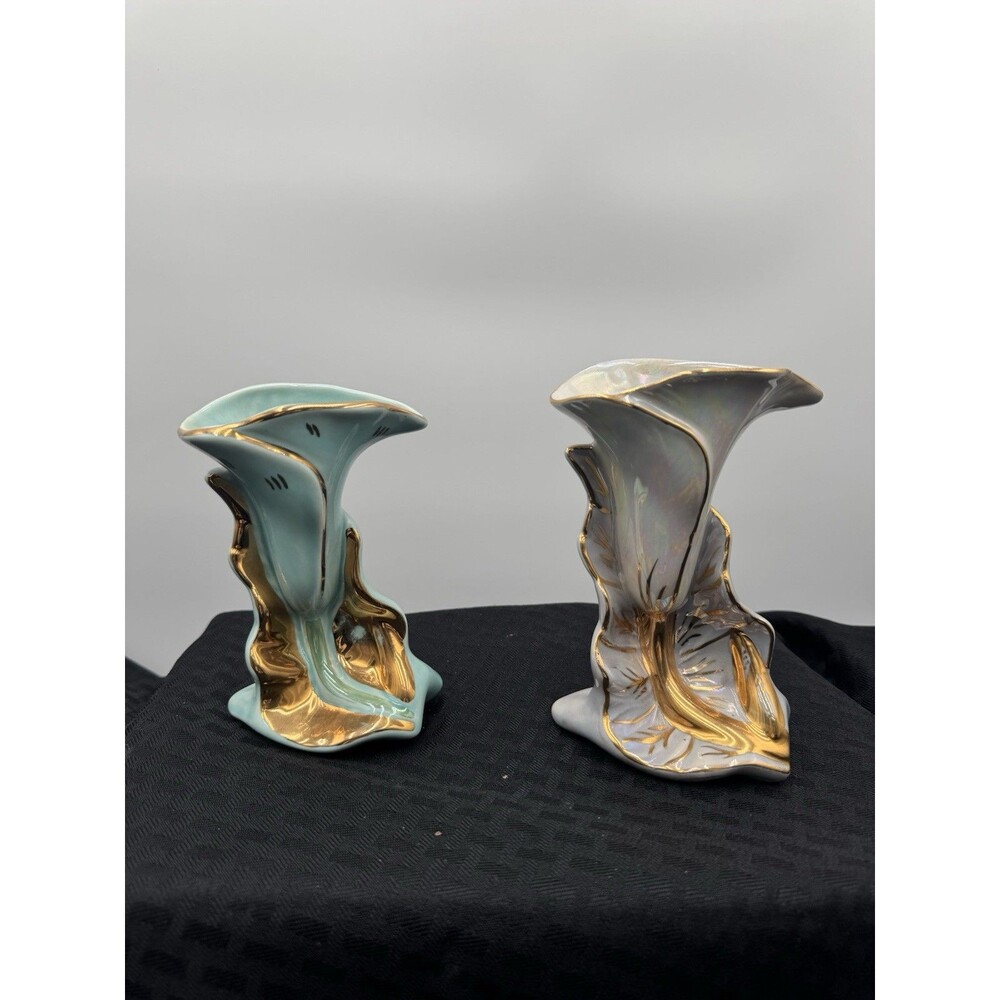 Set Of 2 KASS POTTERY USA Cali Lily Vases 1950'S / 1960'S
